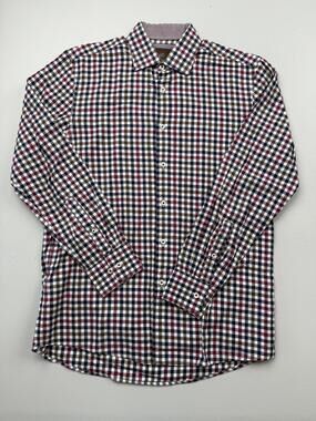 Tattersall Dress Shirt Mens 16 34/35 Multi Color Check Long Sleeve Button Front